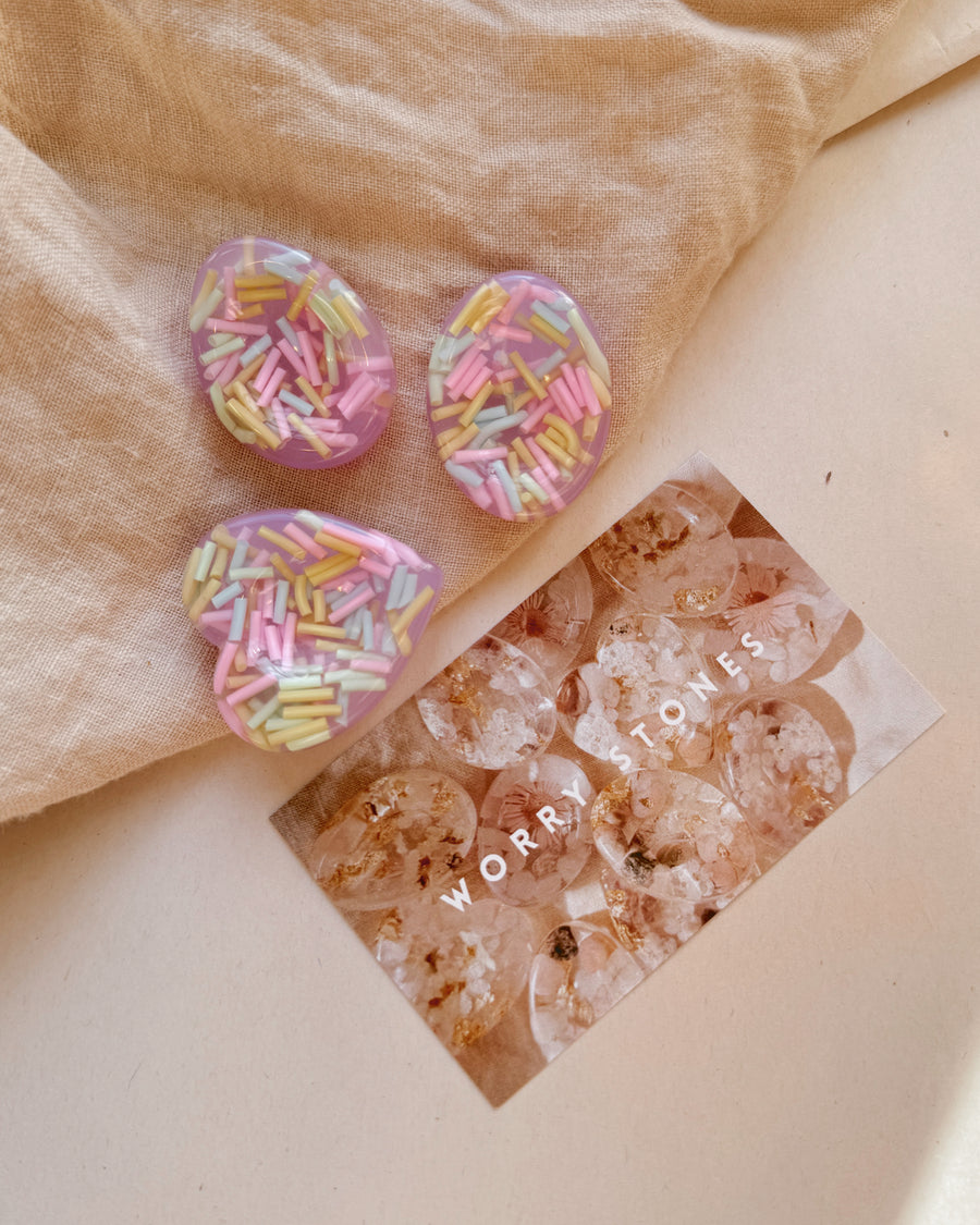 Worry thumb stone set - pastel sprinkle (3pcs)